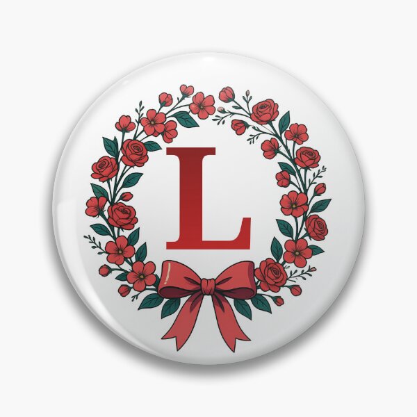 Item preview, Red Letter L Floral Wreath Monogram designed and sold by ITCHAWAWAA.
