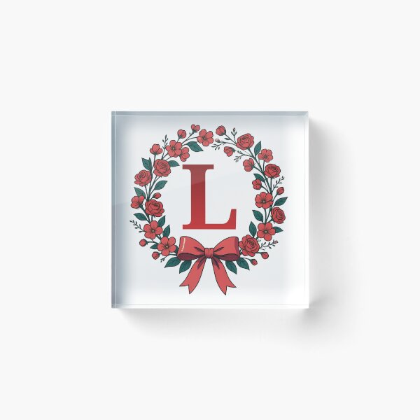 Item preview, Red Letter L Floral Wreath Monogram designed and sold by ITCHAWAWAA.