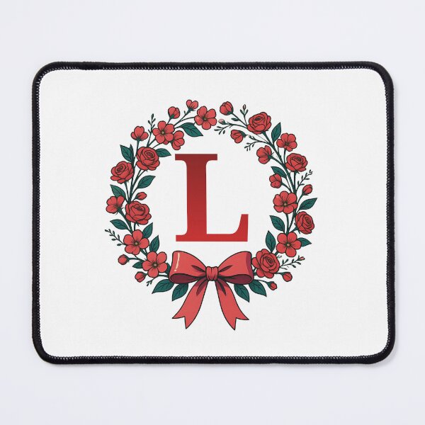 Item preview, Red Letter L Floral Wreath Monogram designed and sold by ITCHAWAWAA.
