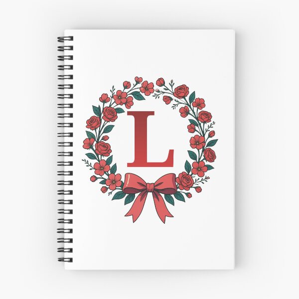 Item preview, Red Letter L Floral Wreath Monogram designed and sold by ITCHAWAWAA.