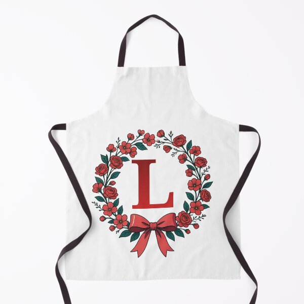 Item preview, Red Letter L Floral Wreath Monogram designed and sold by ITCHAWAWAA.