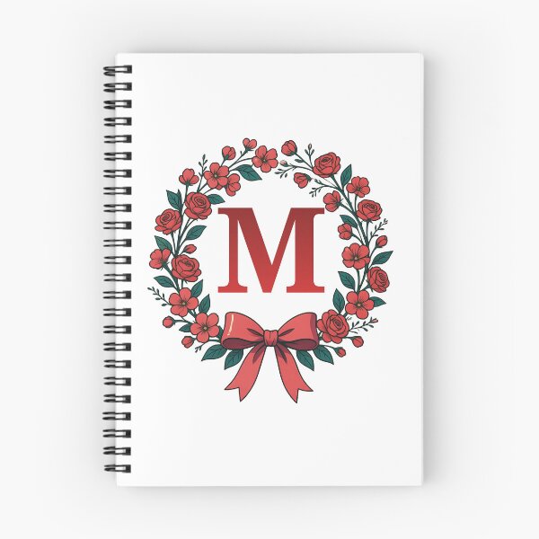 Item preview, Red Letter M Floral Wreath Monogram designed and sold by ITCHAWAWAA.