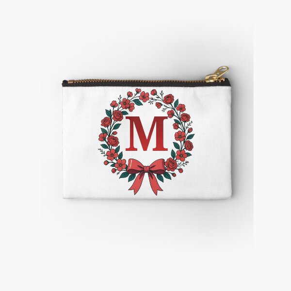 Item preview, Red Letter M Floral Wreath Monogram designed and sold by ITCHAWAWAA.