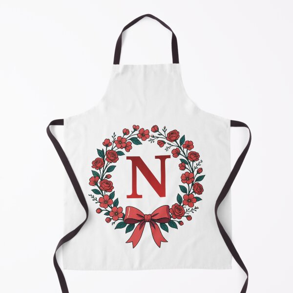 Item preview, Red Letter N Floral Wreath Monogram designed and sold by ITCHAWAWAA.