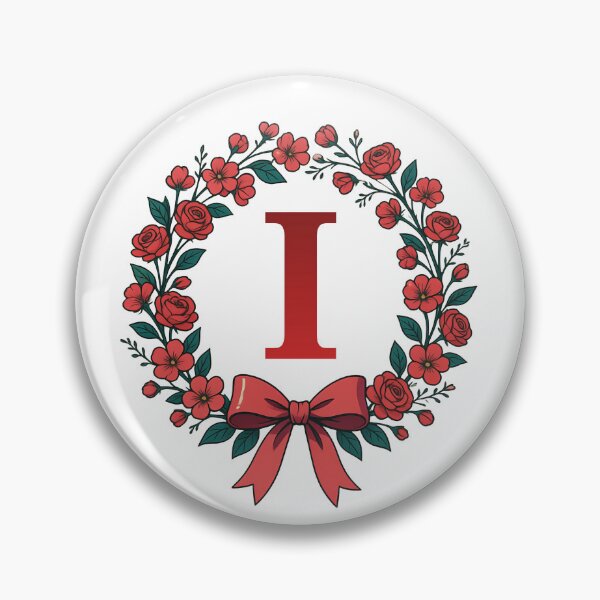 Item preview,  Red Letter I Floral Wreath Monogram designed and sold by ITCHAWAWAA.