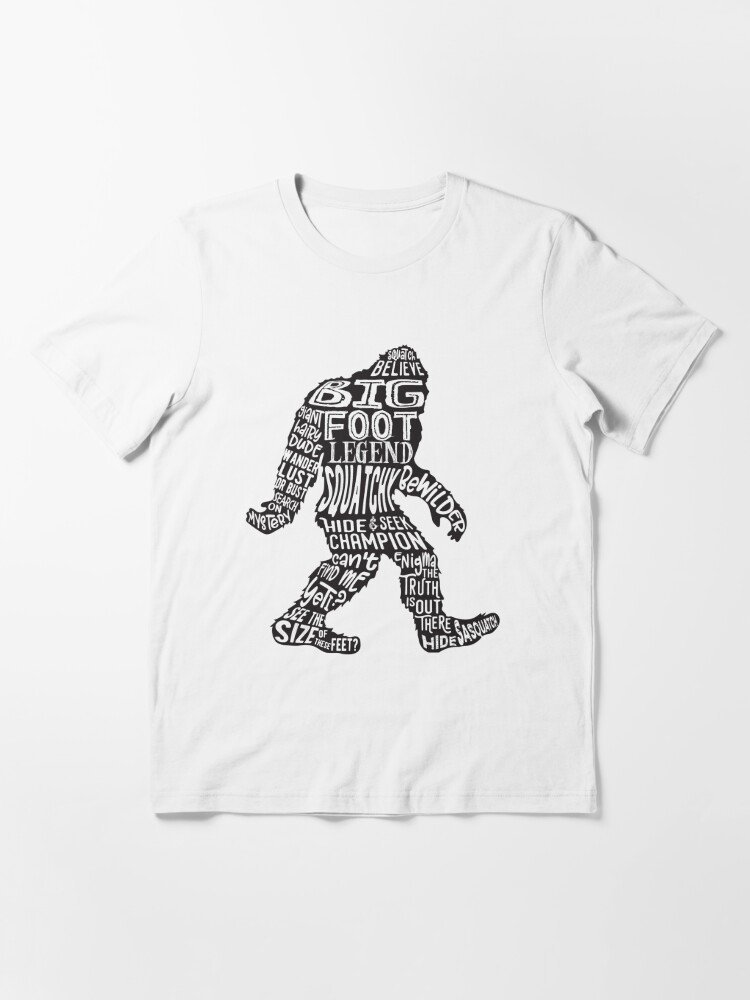 Funny Bigfoot, Sasquatch Silhouette Words in Black