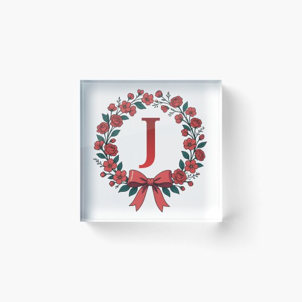 Item preview,  Red Letter J Floral Wreath Monogram designed and sold by ITCHAWAWAA.
