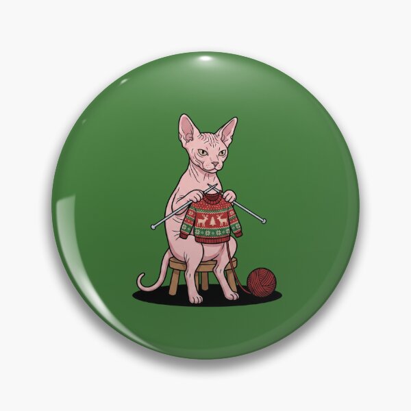 Item preview, Sphynx Cat Knitting Its Own Christmas Sweater designed and sold by Rare By Hero.
