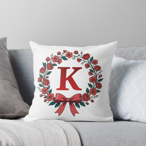 Item preview,  Red Letter K Floral Wreath Monogram designed and sold by ITCHAWAWAA.