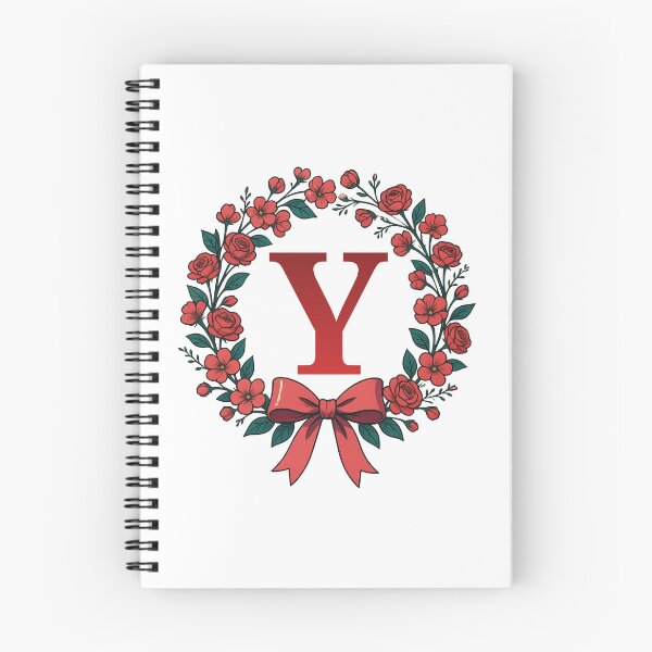 Item preview, Red Letter Y Floral Wreath Monogram designed and sold by ITCHAWAWAA.