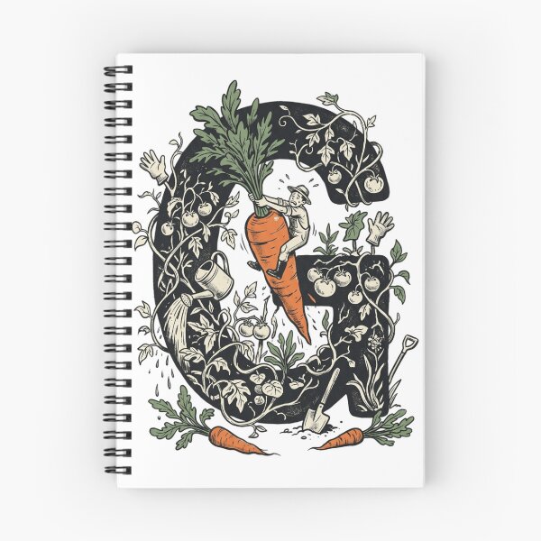 Item preview, Letter G Garden Monogram Vintage Woodcut Carrot Art designed and sold by mood-draftsman.
