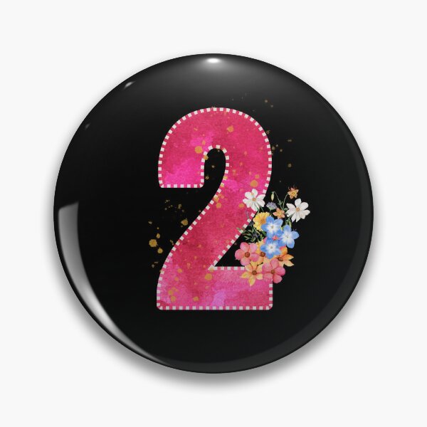 Item preview, Elegant Pink Number 2 with Watercolor Flowers and Gold Accents designed and sold by RokaCircles.