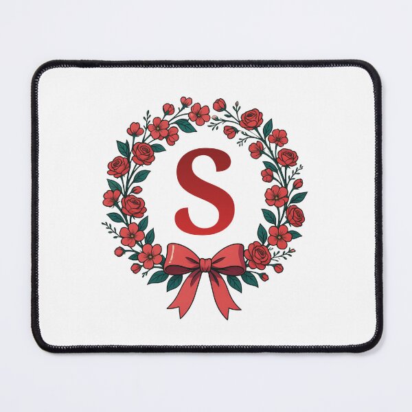 Item preview,  Red Letter S Floral Wreath Monogram designed and sold by ITCHAWAWAA.
