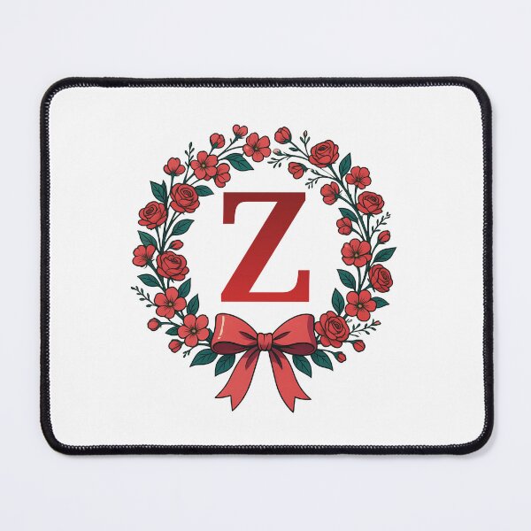 Item preview, Red Letter Z Floral Wreath Monogram designed and sold by ITCHAWAWAA.
