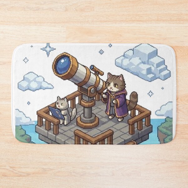 Item preview, Kamkam's Aether Observatory: The Stargazer's Guild Pixel Art - Cute Cat Astronomer Design designed and sold by PetalsPaws.