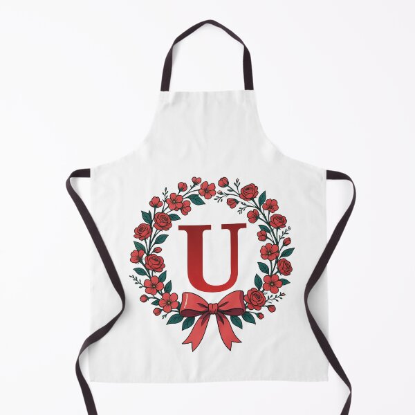 Item preview, Red Letter U Floral Wreath Monogram designed and sold by ITCHAWAWAA.