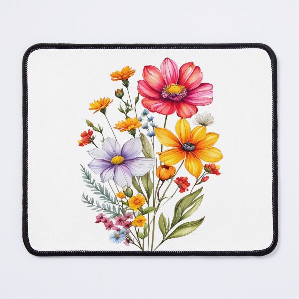 Item preview, Vintage Illustration of Wild Flowers, Botanical Bloom, Flower Garden, Cosmos Flowers, Yellow Flowers, Floral, Patterns designed and sold by Matt_Smith.