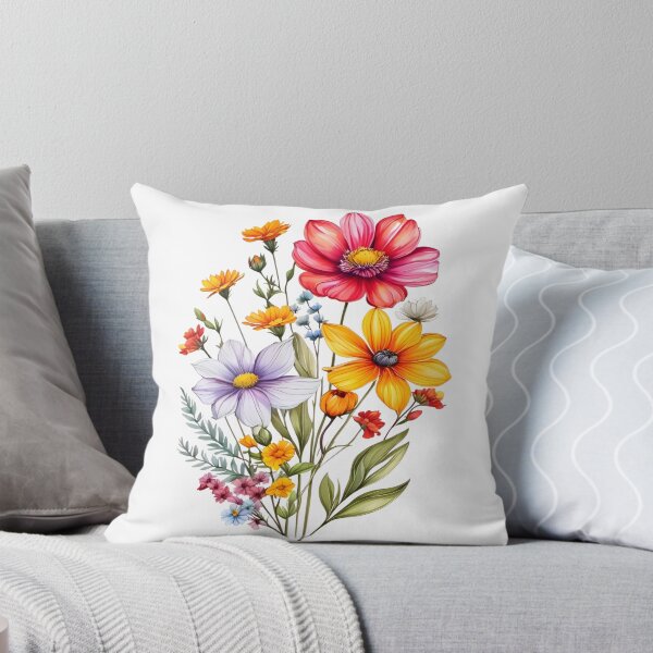 Item preview, Vintage Illustration of Wild Flowers, Botanical Bloom, Flower Garden, Cosmos Flowers, Yellow Flowers, Floral, Patterns designed and sold by Matt_Smith.
