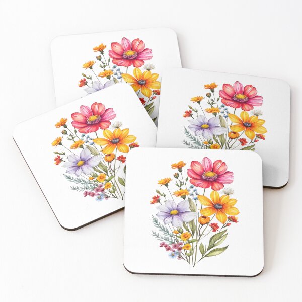 Item preview, Vintage Illustration of Wild Flowers, Botanical Bloom, Flower Garden, Cosmos Flowers, Yellow Flowers, Floral, Patterns designed and sold by Matt_Smith.