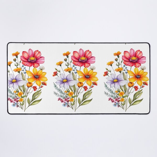 Item preview, Vintage Illustration of Wild Flowers, Botanical Bloom, Flower Garden, Cosmos Flowers, Yellow Flowers, Floral, Patterns designed and sold by Matt_Smith.