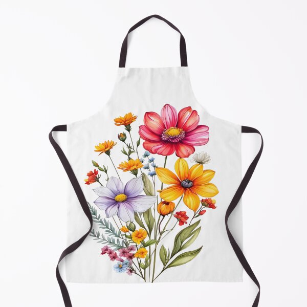 Item preview, Vintage Illustration of Wild Flowers, Botanical Bloom, Flower Garden, Cosmos Flowers, Yellow Flowers, Floral, Patterns designed and sold by Matt_Smith.
