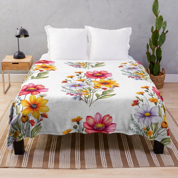 Item preview, Vintage Illustration of Wild Flowers, Botanical Bloom, Flower Garden, Cosmos Flowers, Yellow Flowers, Floral, Patterns designed and sold by Matt_Smith.