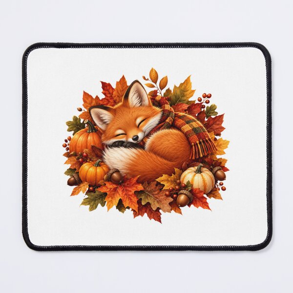 Item preview, Cozy Sleeping Fox in Autumn Leaves designed and sold by MySthore.
