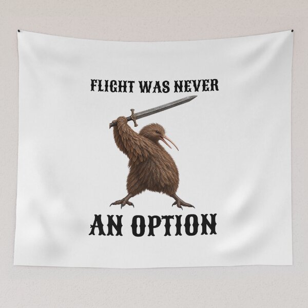 Item preview, Flight Was Never An Option - Funny Kiwi Bird With Sword - Birdwatching Pun designed and sold by Neurospicy Trolls.
