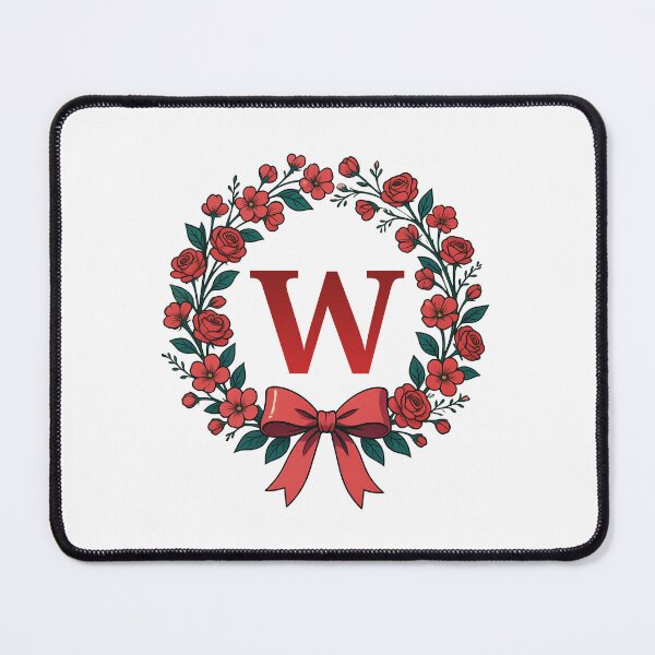 Item preview, Red Letter W Floral Wreath Monogram designed and sold by ITCHAWAWAA.