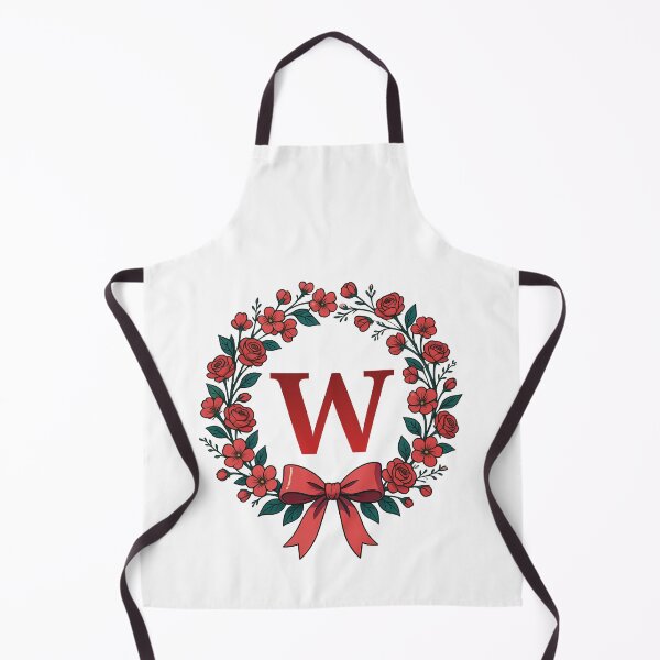 Item preview, Red Letter W Floral Wreath Monogram designed and sold by ITCHAWAWAA.