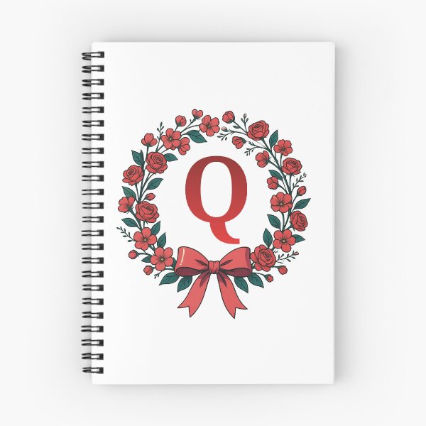 Item preview, Red Letter Q Floral Wreath Monogram designed and sold by ITCHAWAWAA.