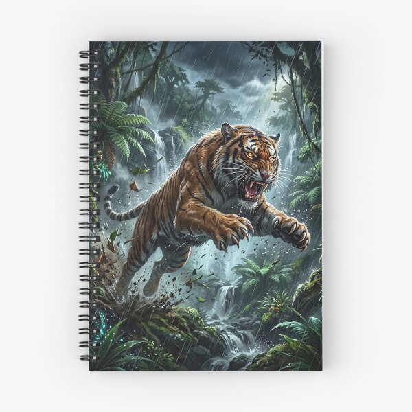 Item preview, Bengal Tiger Leaping Through Jungle Rain designed and sold by Lucid Dream Pixel.