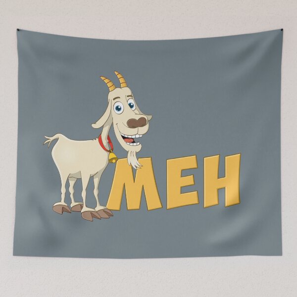 Item preview, Funny Goat Saying MEH – Cartoon Animal Humor designed and sold by Stef Ringoot, cartoons and illustrations.