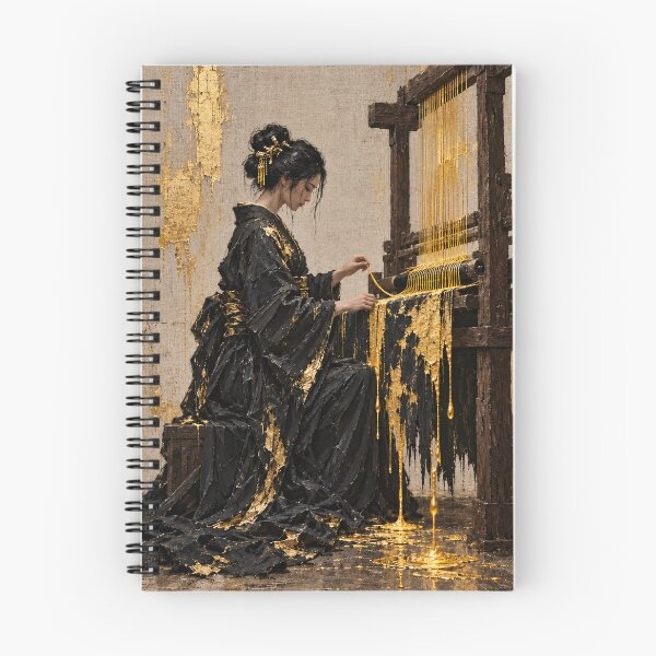 Item preview, Woman Weaving Golden Threads - Gothic Japanese Art designed and sold by MouradStudio.