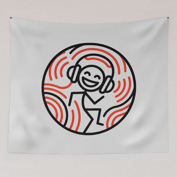 Item preview, Dancing Stick Figure with Headphones designed and sold by ThreadRiotTees.