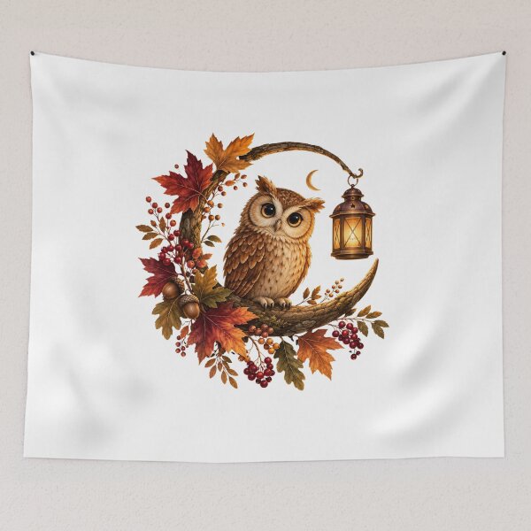 Item preview, Magical Autumn Owl With Golden Lantern designed and sold by MySthore.