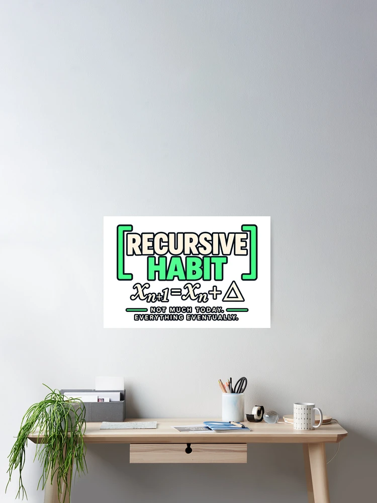 Thumbnail 2 of 3, Poster, Recursive Habit — Neon Math Code Design designed and sold by CalmWorldShop.