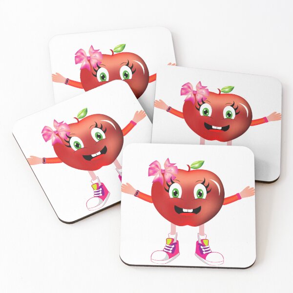 Item preview, Happy Red Apple Animated Character - Girl Version designed and sold by ExpressiveToon.