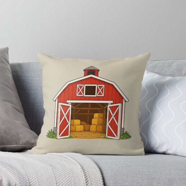 Item preview, Cute Red Farm Barn Illustration with Hay Bales designed and sold by Theproxmrt.