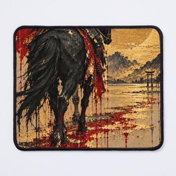 Item preview, Samurai on a Black Horse with Red Ribbons designed and sold by MouradStudio.
