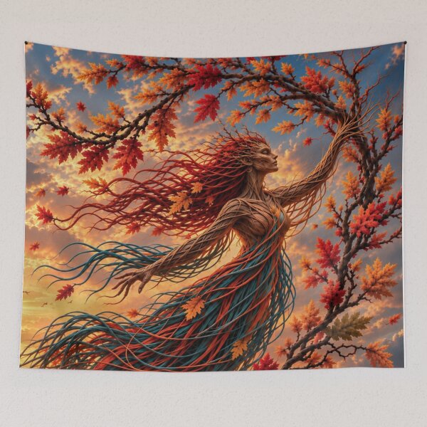 Item preview, Autumn Forest Spirit Among Falling Leaves designed and sold by JUTElCONIC.