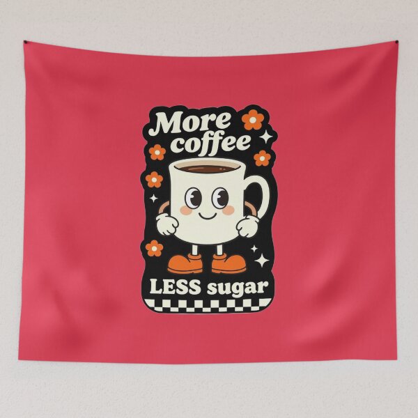 Item preview, More Coffee Less Sugar Funny Vintage Cartoon Mug T-Shirt | Retro 70s Coffee Art designed and sold by BLUESKY11a.