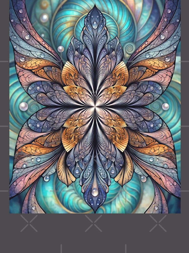 Thumbnail 6 von 6, Premium Oversized Pullover, Mystic Chrysalis: Fractal Butterfly Mandala designt und verkauft von Holocene503.