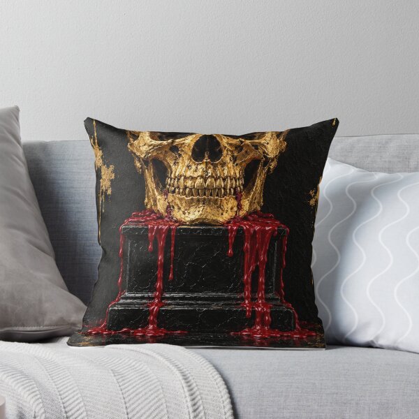 Item preview, Cracked Gold Skull with Red Drips on Black designed and sold by MouradStudio.