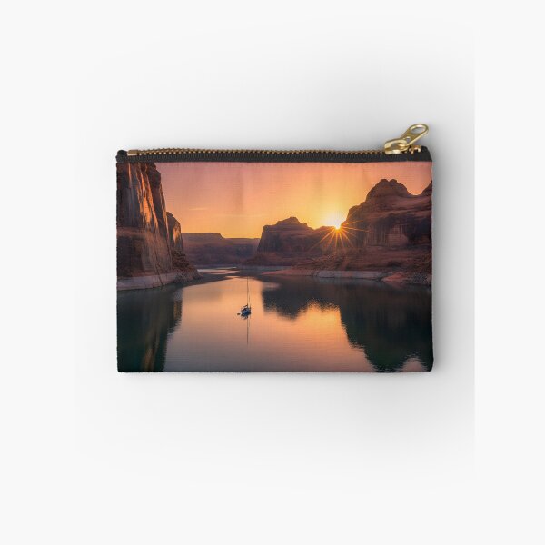 Item preview, Lone Boat on a Red Rock Canyon Lake at Sunset designed and sold by RedRockArtUt.