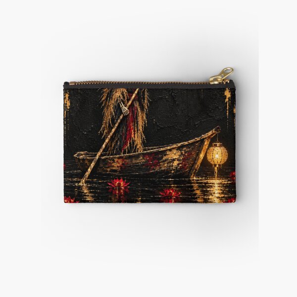 Item preview, Skeleton Boatman with a Gold Lantern and Red Flowers designed and sold by MouradStudio.
