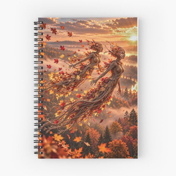 Item preview, Two Autumn Tree Spirits Flying Over Forest designed and sold by JUTElCONIC.