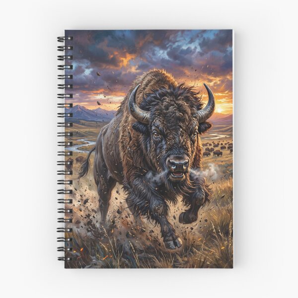 Item preview, American Bison - Epic Prairie Sunset Art designed and sold by Lucid Dream Pixel.