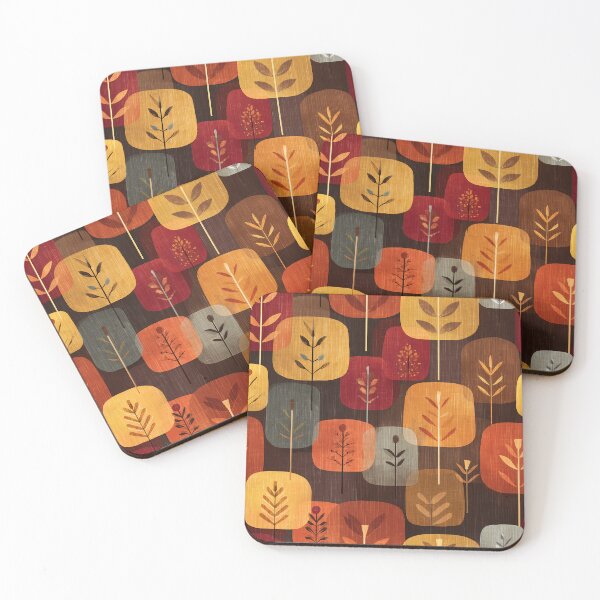Item preview, Mid-Century Modern Autumn Forest All-Over Pattern designed and sold by Boddicca.