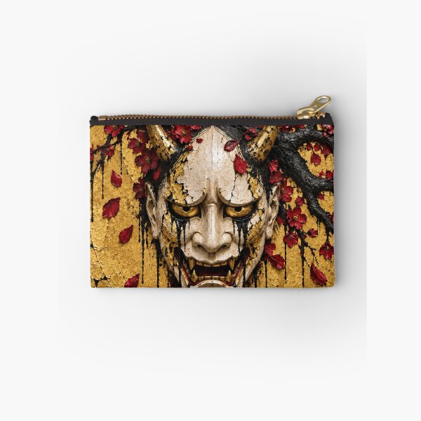 Item preview, Ivory Demon Mask with Gold Horns and Red Blossoms designed and sold by MouradStudio.